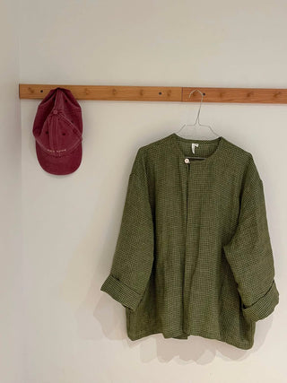 Simple Jacket | Lin | Green Pale Pink Squares