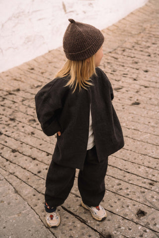 Simple Jacket | Japansk lin/ull | Anthracite Brown