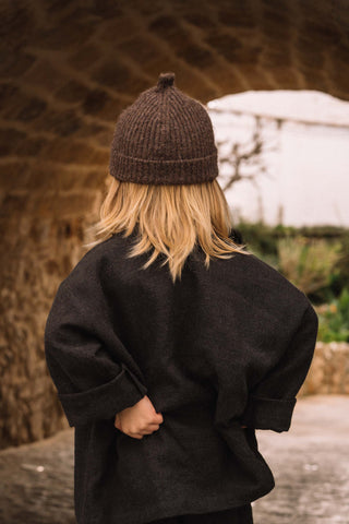 Simple Jacket | Japansk lin/ull | Anthracite Brown