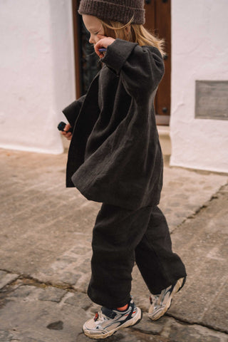 Simple Jacket | Japansk lin/ull | Anthracite Brown