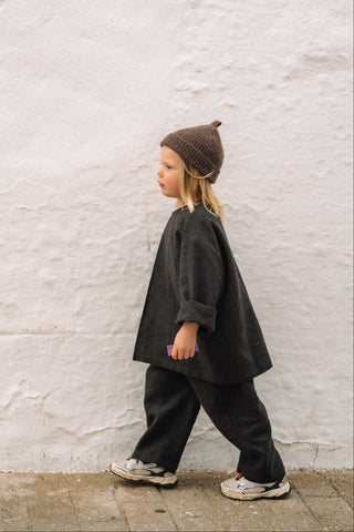 Simple Jacket | Japansk lin/ull | Anthracite Brown
