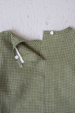 Long Sleeve Base Top | Lin | Green/Pale Pink Squares