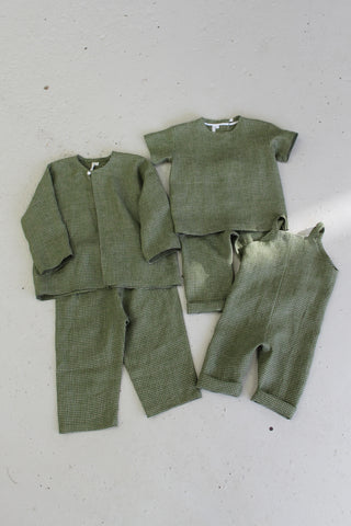 Simple Jacket | Lin | Green/Pale Pink Squares