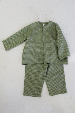 Simple Jacket | Lin | Green/Pale Pink Squares