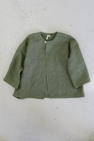 Simple Jacket | Lin | Green/Pale Pink Squares