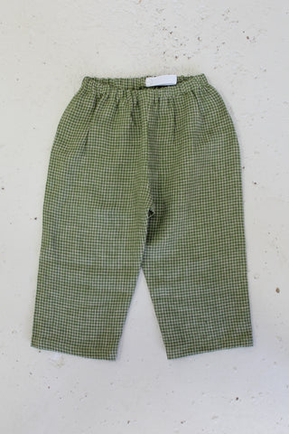Wide Trousers | Lin | Green/Pale Pink Squares