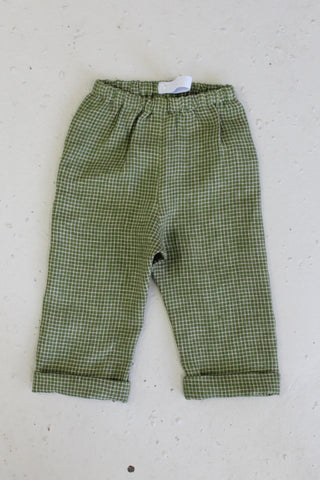 Basic Trousers | Lin | Green/Pale Pink Squares