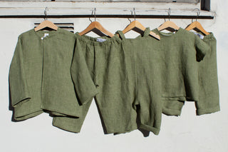 Basic Trousers | Lin | Green/Pale Pink Squares