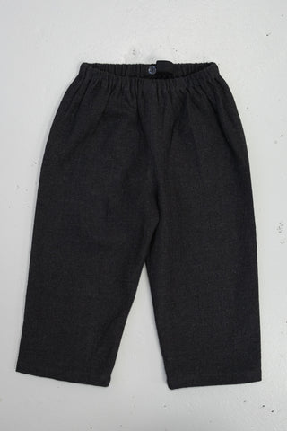 Wide Trousers | Japansk lin/ull | Anthracite Brown