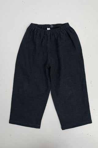 Wide Trousers | Japansk lin/ull | Deep Stone Blue