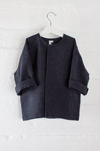 Simple Jacket | Japansk lin/ull | Deep Stone Blue