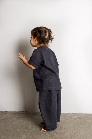 Short Sleeve Base Top | Lin | Stone Blue