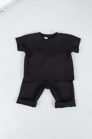 Short Sleeve Base Top | Lin | Sort