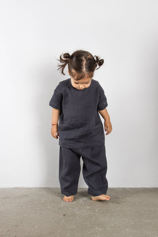 Wide Trousers | Lin | Stone Blue