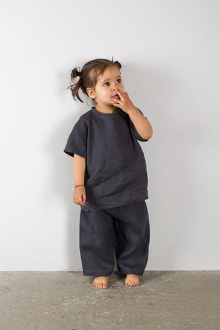 Wide Trousers | Lin | Stone Blue