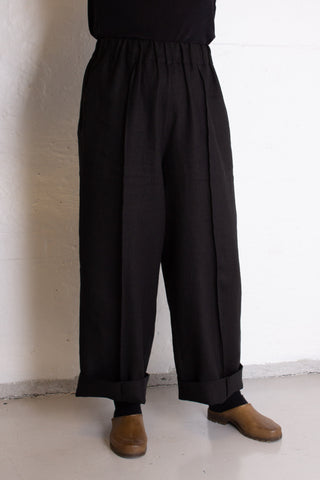 Seam Trousers | Lin | Sort
