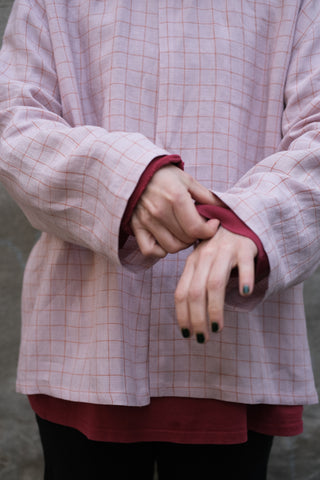 Simple Jacket | Lin | Green Pale Pink Squares