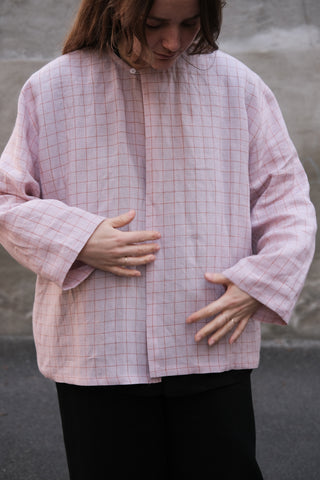 Simple Jacket | Lin | Green Pale Pink Squares