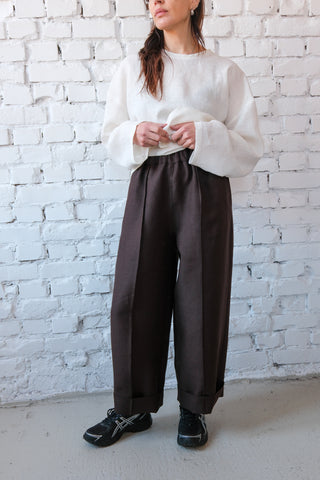 Seam Trousers | Lin | Brown