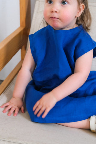 Simple Dress - med og uten erme | Lin | Cobalt