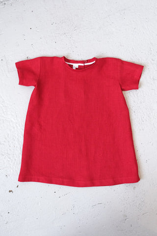 Simple Dress - med erme | Lin | Classic Red