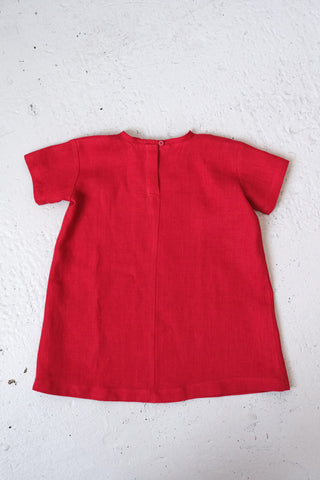 Simple Dress - med erme | Lin | Classic Red