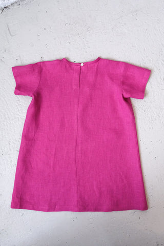Simple Dress - med erme | Lin | Magenta