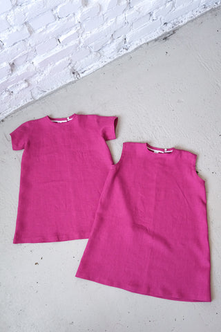 Simple Dress - uten erme | Lin | Magenta