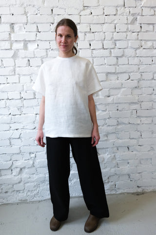 Short Sleeve Base Top | Lin | Hvit