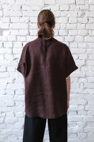 Short Sleeve Base Top | Lin | Brown