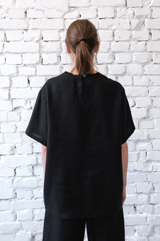 Short Sleeve Base Top | Lin | Sort