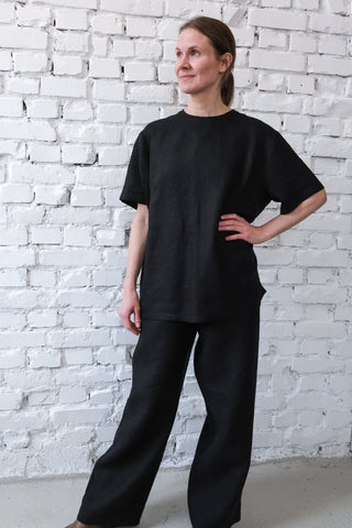 Short Sleeve Base Top | Lin | Sort