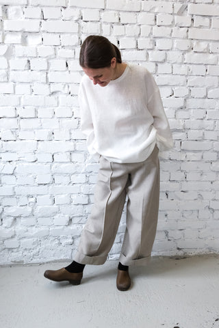 Long Sleeve Base Top | Lin | Hvit