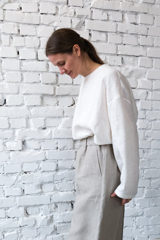 Long Sleeve Base Top | Lin | Hvit