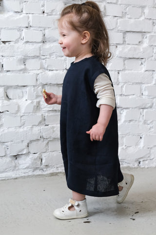 Simple Dress - uten erme | Lin | Navy