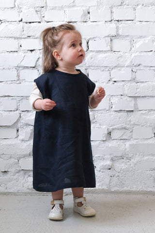 Simple Dress - uten erme | Lin | Navy
