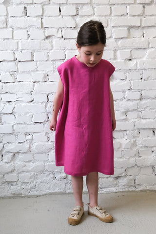 Simple Dress - uten erme | Lin | Magenta