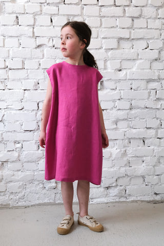 Simple Dress - uten erme | Lin | Magenta
