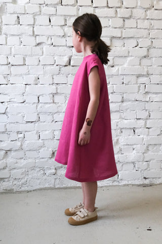 Simple Dress - uten erme | Lin | Magenta
