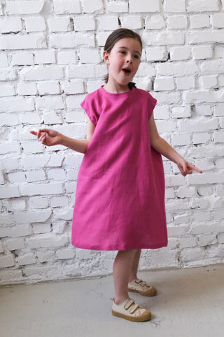 Simple Dress - uten erme | Lin | Magenta