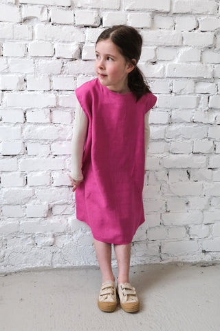 Simple Dress - uten erme | Lin | Magenta