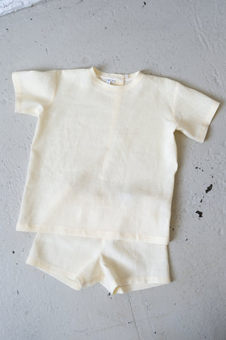 Short Sleeve Base Top | Lin | Pale Yellow