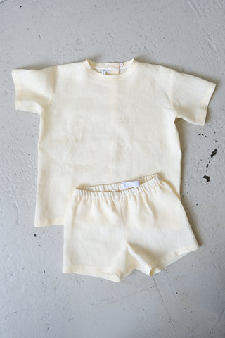 Short Sleeve Base Top | Lin | Pale Yellow