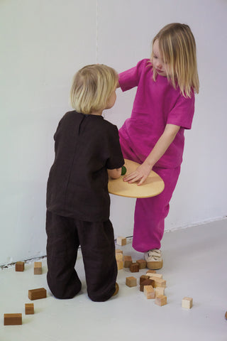 Short Sleeve Base Top | Lin | Brown